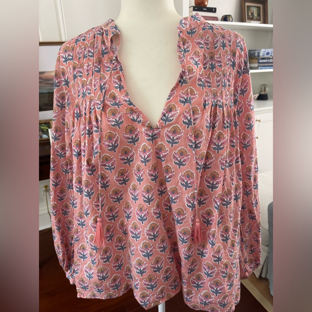 MAREA by Liz Joy Pink Floral Patterned Blouse XL